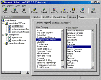 Dynamic Submission 2000 Category- All-In-One professional web promotion software