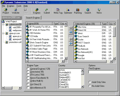 Dynamic Submission 2000 - All-In-One professional web promotion software