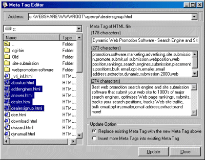 Dynamic Submission 2000 Meta Tag Generator - All-In-One professional web promotion software